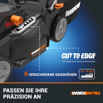 WORX WG737E Nitro Akku-Rasenmäher 40V, 37 cm Schnittbreite