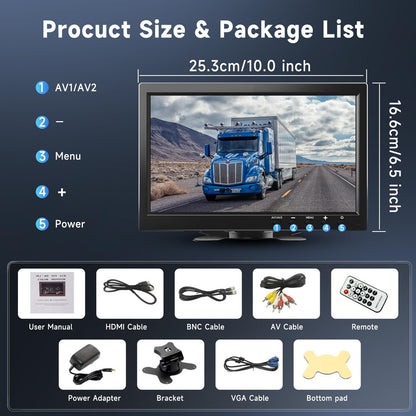 podofo Mini Monitor tragbar 10,1 Zoll HDMI VGA AV USB BNC Eingang