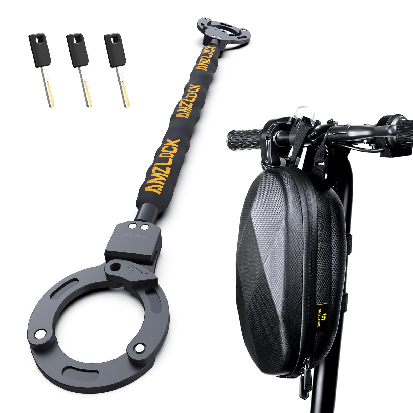 AMZLOCK Handschellenschloss AMZ009, 90 cm Kettenschloss für E-Scooter mit Metallkette und 3-L-Tasche