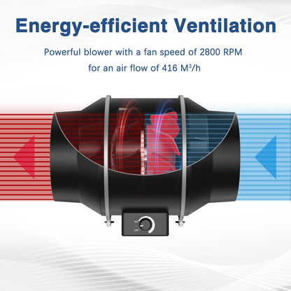 Aygrochy EC Motor Regelbar Rohrventilator - 125mm 416m³/h