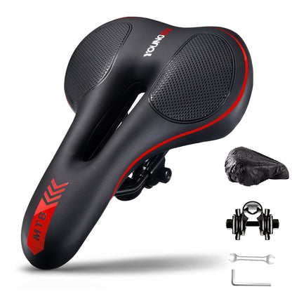 YOUNGDO Fahrradsattel Gel, ergonomischer Velosattel für Damen & Herren aus PU-Leder mit Reflexstreifen