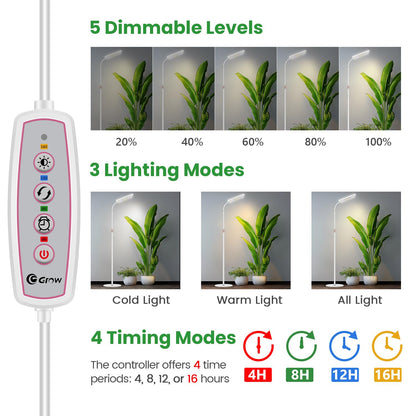 Wiaxulay Pflanzenlampe LED Vollspektrum – 153 LEDs, 360° Schwanenhals