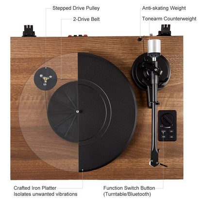 1 by ONE HiFi Bluetooth Plattenspieler – Inkl. 2 Lautsprecher