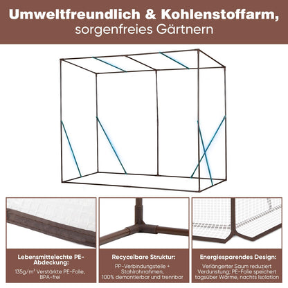 Sekey Tomatengewächshaus 200x77x170 cm – Foliengewächshaus, weiss