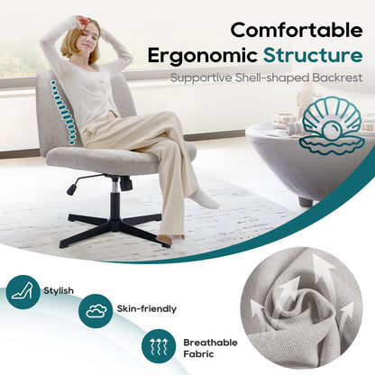 COLAMY Breiter Bürostuhl Armlos Hellgrau - Ergonomisch