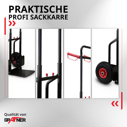 Grafner Sackkarre klappbar ausziehbar – 200kg Luftbereifung