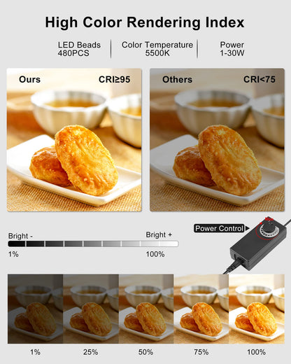 PULUZ Upgrade Fotozelt 40cm – Professionell 480 LED