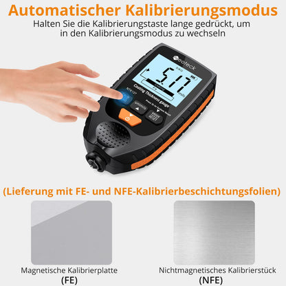 Neoteck Autolack Schichtdickenmessgerät Handheld LCD - Schwarzorange