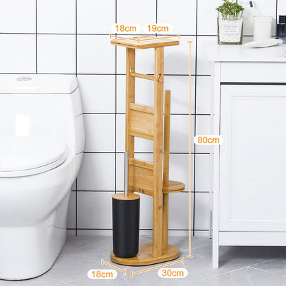 Yorbay WC-Garnitur aus Bambus mit Toilettenpapierhalter und WC-Bürste