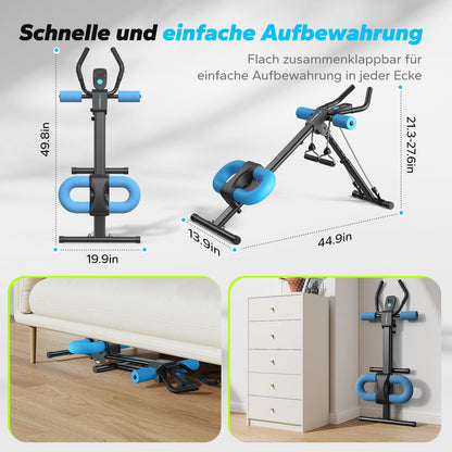 MERACH Bauchtrainer Multifunktions-Trainingsgerät - Schwarz mit LCD