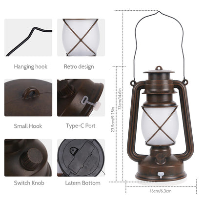 KINGLEAD Vintage LED Laterne mit Flammeneffekt, USB, IP44, 2er-Set