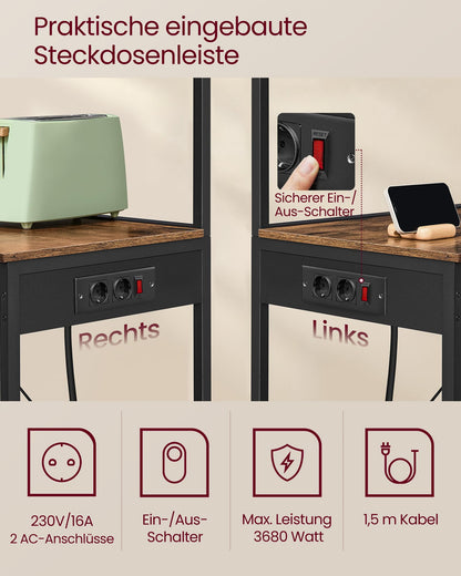 VASAGLE Küchenregal mit Steckdosen - Vintagebraun KKS014K02