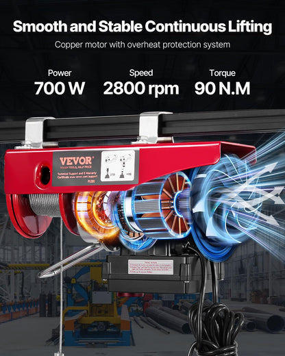 VEVOR Elektrische Seilwinde PA200, 200 kg, mit Funkfernbedienung