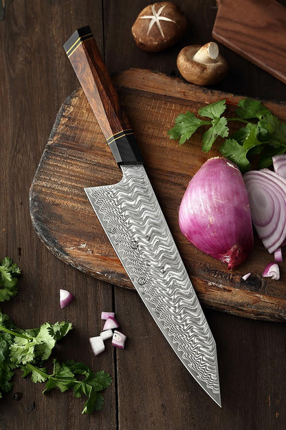 XINZUO Kiritsuke Kochmesser Damaststahl – Wüsten-Eisenholzgriff