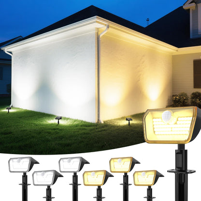 Linkind Solarlampen für Aussen mit Bewegungsmelder, 800 Lumen, 6 Stück – Solarstrahler mit Solarpanel und matter Abdeckung