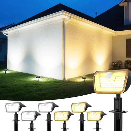 Linkind Solarlampen für Aussen mit Bewegungsmelder, 800 Lumen, 6 Stück – Solarstrahler mit Solarpanel und matter Abdeckung
