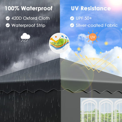 OutdoorPro Faltpavillon 3x3m – UV50+ Grau mit Seitenteilen