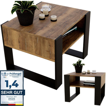 CraftPAK Wohnzimmer Couchtisch Holz mit Ablage – Retro-Schwarz. Rechteckiger Holztisch, schwarz, mit unterer Ablage. Bietet Abstellfläche im Wohnzimmer.