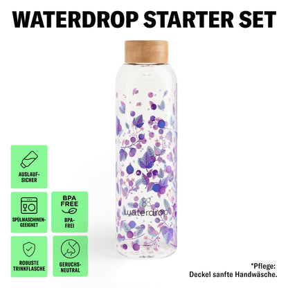 waterdrop Trinkflasche Glas 600 ml Starter Set mit 18 Microdrinks