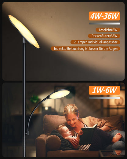 Moderne LED Stehlampe - Deckenfluter Leselampe Dimmbar 42W