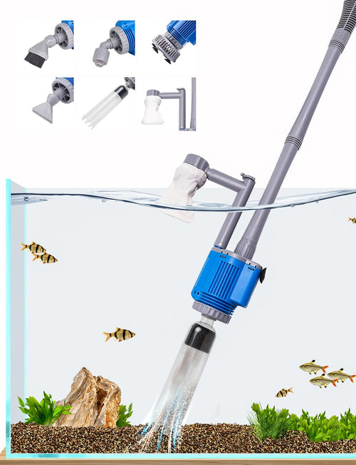boxtech Aquarium Kiesreiniger elektrisch, 6-in-1 Wasserwechsler 28W für Kiesreinigung und Wasserwechsel