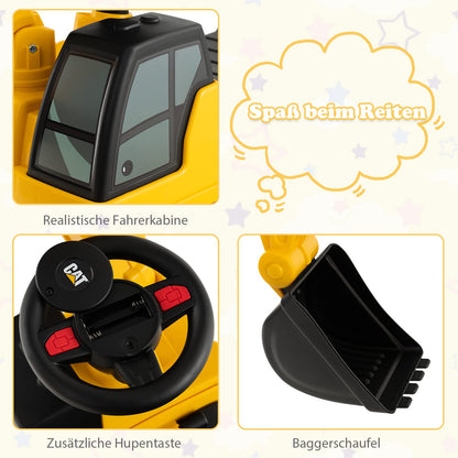 COSTWAY Kinder Sitzbagger – Drehbare Schaufel, Stauraum, ab 1 Jahr