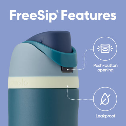 Owala FreeSip Trinkflasche Edelstahl 710 ml mit Strohhalm, Denim