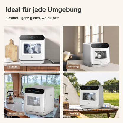 Midea Mini Tischgeschirrspüler 3 Gedecke - Mit/Ohne Wasseranschluss