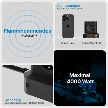 VOOMY Mehrfachsteckdose mit USB Ladestation - 100 Watt