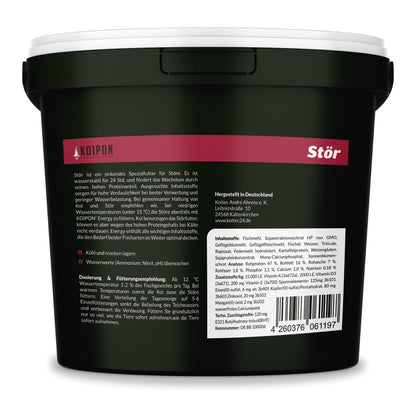KOIPON Premium Störfutter 6 kg sinkend, Teichfutter Pellets 5-6 mm