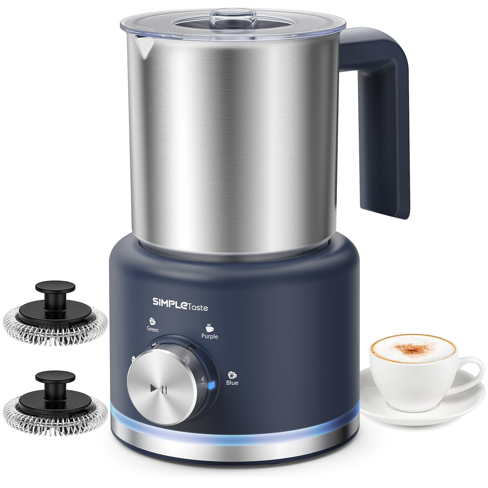 SIMPLETASTE Milchaufschäumer elektrisch 4-in-1, Edelstahl, 600 W