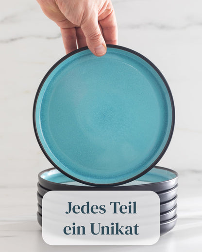 Pure Living Ibiza Steingut Geschirrset - 6P 24 tlg. Aquamarin