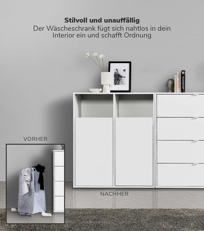 mokebo Der Wäschehüter Wäscheschrank 2 Fächer Weiss 95x80x40 cm