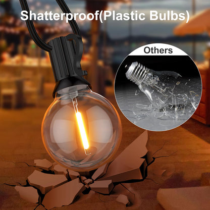 GPATIO LED Lichterkette Aussen 18 m mit 30+1 G40 Birnen, IP45