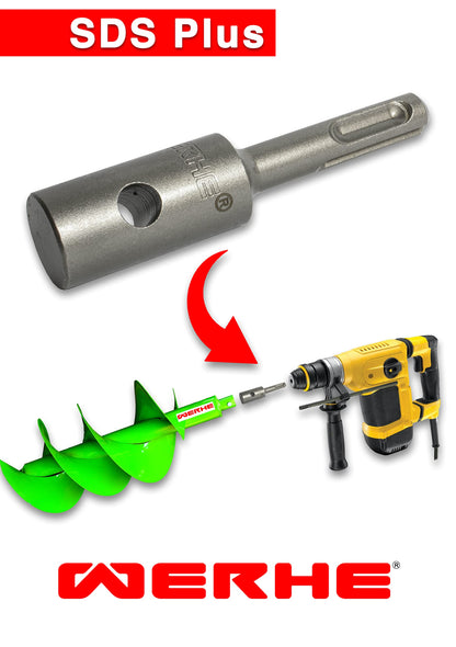 WERHE Erdbohrer Set Ø80 mm SDS Plus Adapter für Zaunbau und Garten