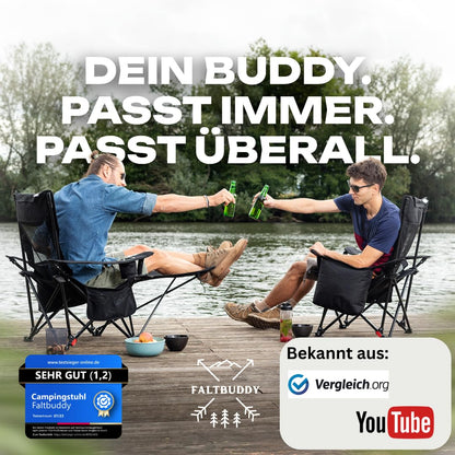 Faltbuddy Campingstuhl 2in1 faltbar mit Liegefunktion, bis 180 kg