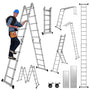 Joparri Mehrzweckleiter 582 cm Aluminium 7-in-1 bis 150 kg, Klappleiter mit 2 Plattformen