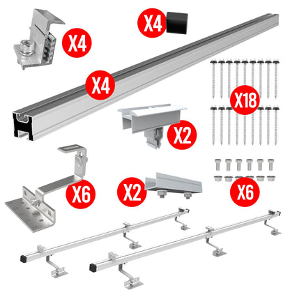 PV Modul Set 2 Module Ziegeldach Halterung 25-40mm