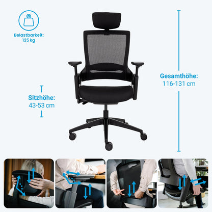 Ergotopia NextBack Ergonomischer Bürostuhl - mit Kopfstütze