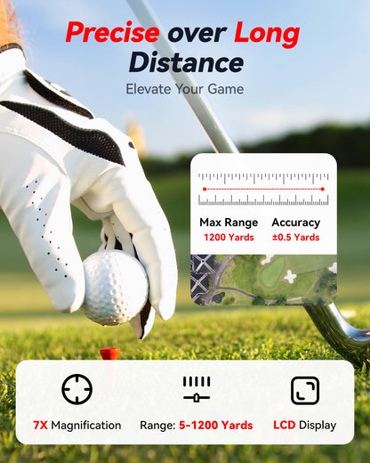 REDTIGER Laser-Entfernungsmesser Golf mit Slope, 1200 Yards, 7-fach