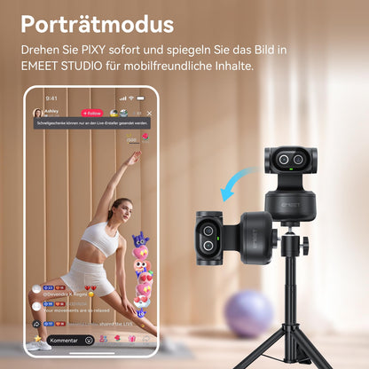 EMEET PIXY 4K PTZ Webcam mit Dual-Kamera und KI-Tracking