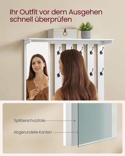 VASAGLE Schuhbank mit Wandgarderobe und Spiegel LSC011W01