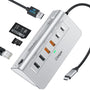 Intpw P9R PRO USB C Hub 10-in-1 Docking Station 4K HDMI PD 100W. Grau. Erweitert Laptop-Konnektivität.