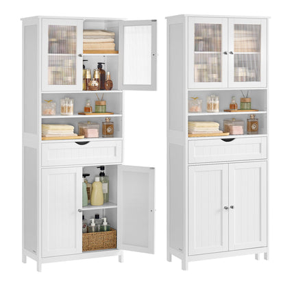 VASAGLE Badezimmerschrank BBC768W01 mit Schublade, wolkenweiss