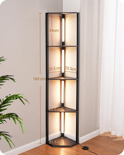 EDISHINE Stehlampe Wohnzimmer mit Regal LED 3-Farben - Schwarz