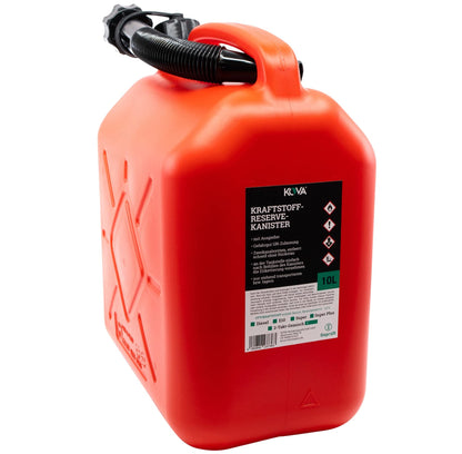KOVA Benzinkanister 10 Liter mit Ausgiesser 4er-Set rot