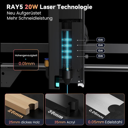 Longer RAY5 20W Laser Graviermaschine – Multimaterial