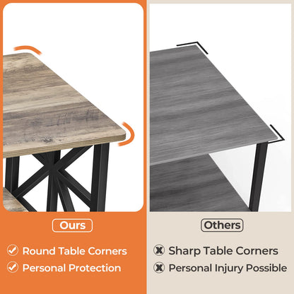 GreenForest Couchtisch Runde Ecke - 100cm Sandeiche