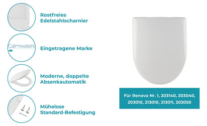 Calmwaters® WC Sitz Keramag Renova 1 Absenkautomatik – Weiss