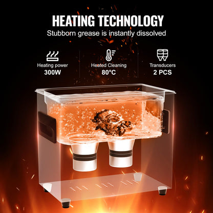 VEVOR Ultraschallreiniger KZ-F3, 3 L, 120 W, mit Heizung und Timer